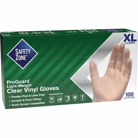 The Safety Zone GVP9-HH, Disposable Gloves, 3.0 mil Palm, Vinyl, Powder-Free, XL, 100 PK, Blue SZNGVP9XLHH